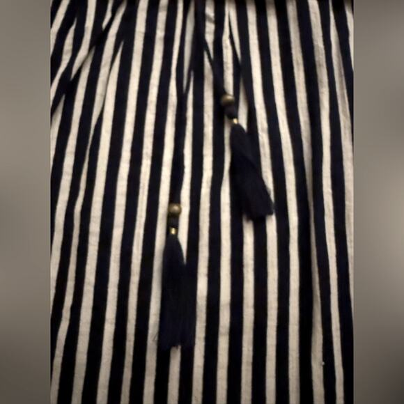 J. Crew black and white striped tank boho sundress with tassel tie cords XS NWOT - Picture 6 of 11